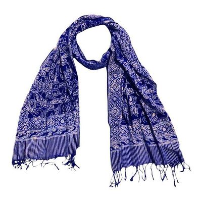 Alternate image for Handmade Batik Scarf - Cotton - Wings, Blue