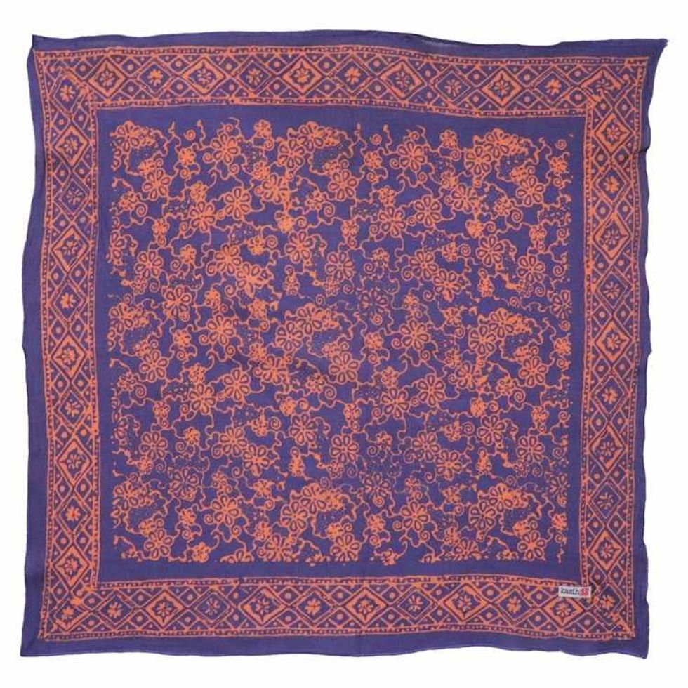 Hand Dyed Batik Bandana, Pink Blue 100% Soft Cotton, Mangosteen, Head Scarf, Head Wrap