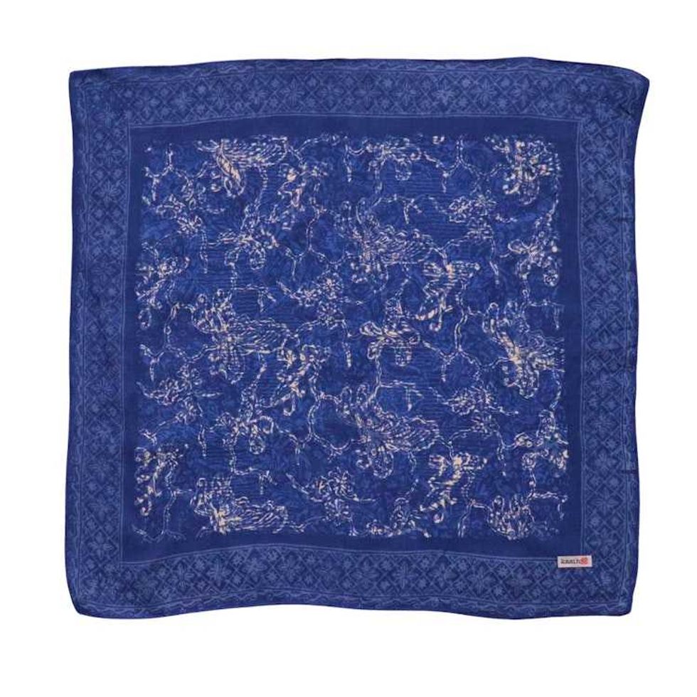 Batik Bandana Blue Butterfly, 100% Cotton, Hand Dyed Hair Cover Scarf