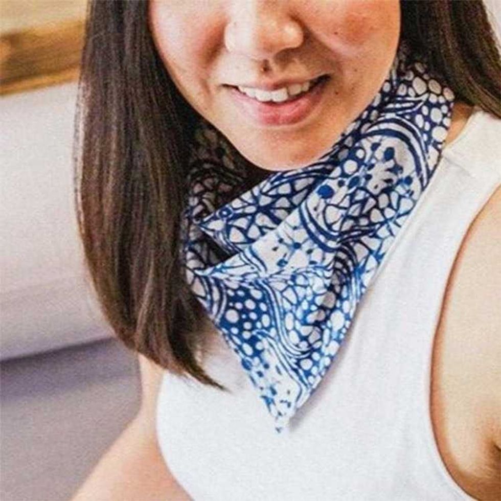 Batik Bandana - Soft Lightweight Cotton, Blue Stone, Hand Dyed and Hand Stamped Batik