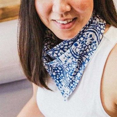 Alternate image for Batik Bandana - Soft Lightweight Cotton, Blue Stone, Hand Dyed and Hand Stamped Batik