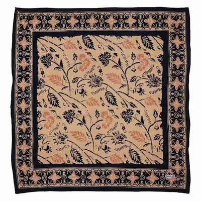 Alternate image for Batik Bandana Woven Meadow, Cream Blue, 100% Cotton, Hand Dyed Hair Cover Scarf