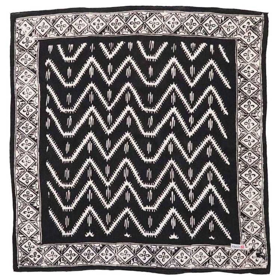 Black Batik Bandana - Soft Lightweight Cotton, For Men, Midnight ZigZag