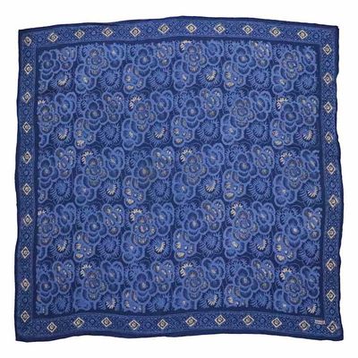 Alternate image for Large 39 Batik Bandana, Hand Dyed, 100% Soft Cotton, Oversized Large Head Scarf for Hair, Blue Roses