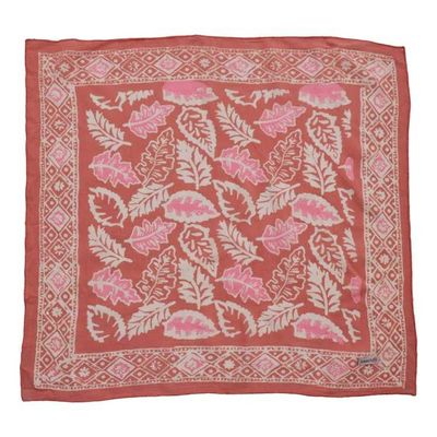 Alternate image for Hand Dyed Batik Bandana, Peach Pink Coral Leaves