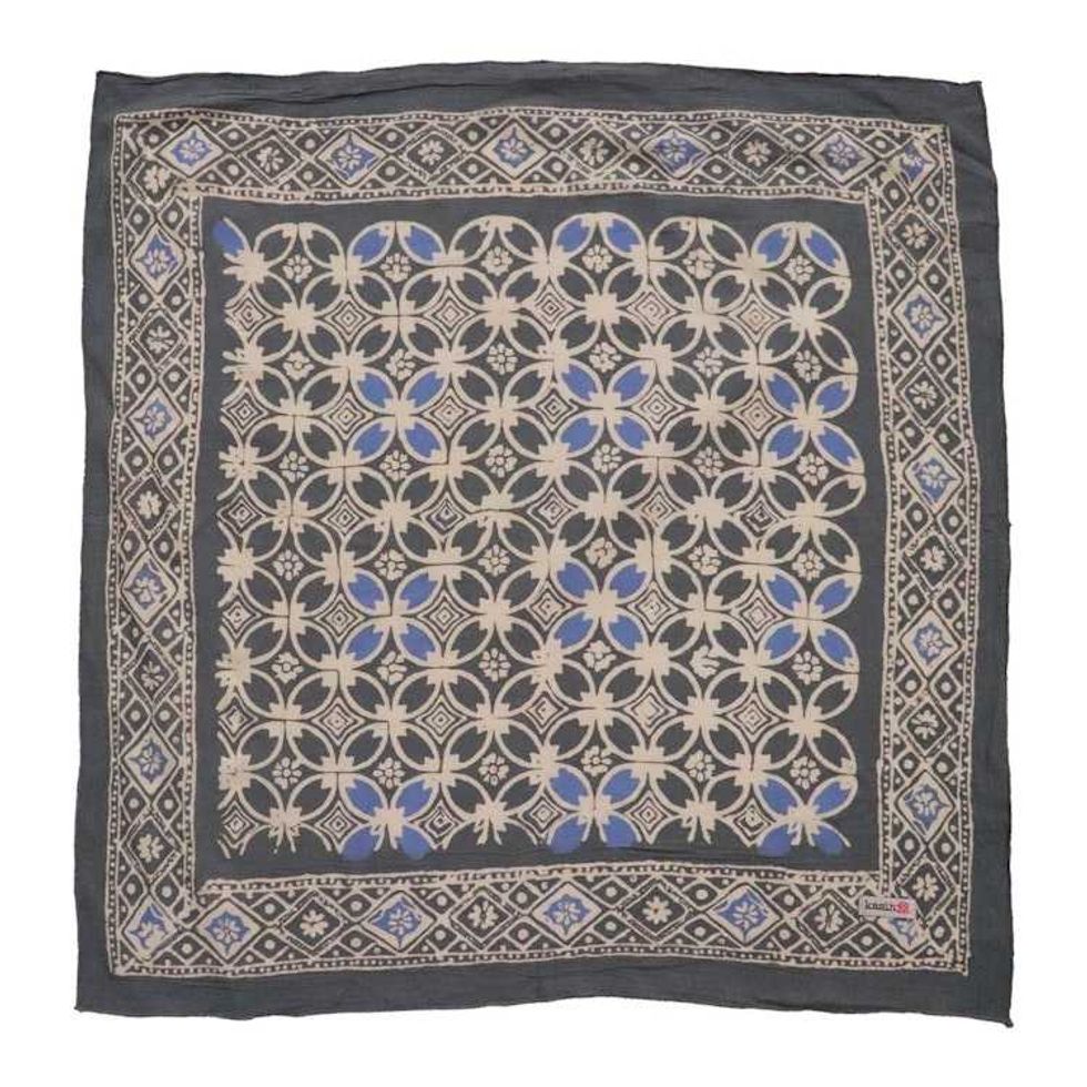 Batik Bandana - Soft Lightweight Cotton, Charcoal Gray, Hand Dyed