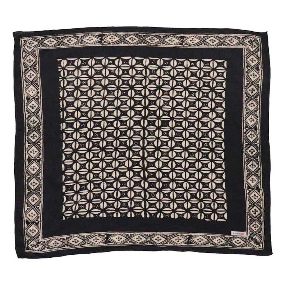 Hand Dyed Batik Bandana, Black Horn Beetle, Palm Tree, Men's Bandana