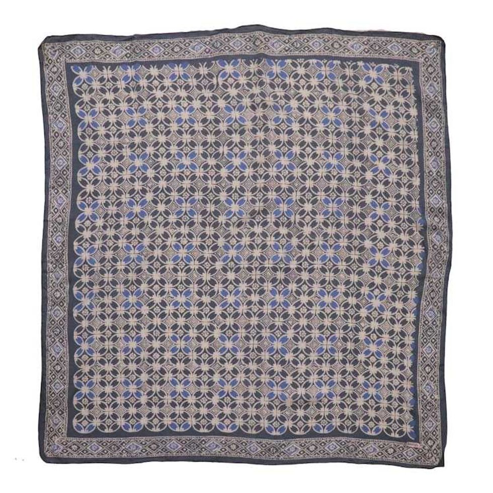 Large 39" Hand Dyed Batik Bandana Charcoal Gray, Size XL Scarf, Oversized