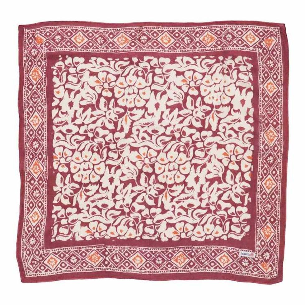 Hand Dyed Batik Bandana, Plum Haze, Floral, Purple, Scarf, 100% Cotton