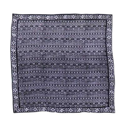 Alternate image for Large 39 Batik Bandana, Hand Dyed, 100% Soft Cotton, Geometric Black & White, XL