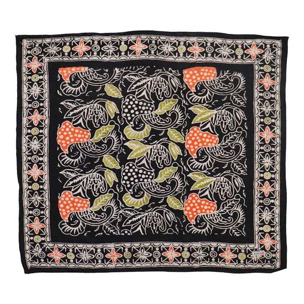 Hand Dyed Batik Bandana, 100% Soft Cotton, Dusk Petals, Black, Orange