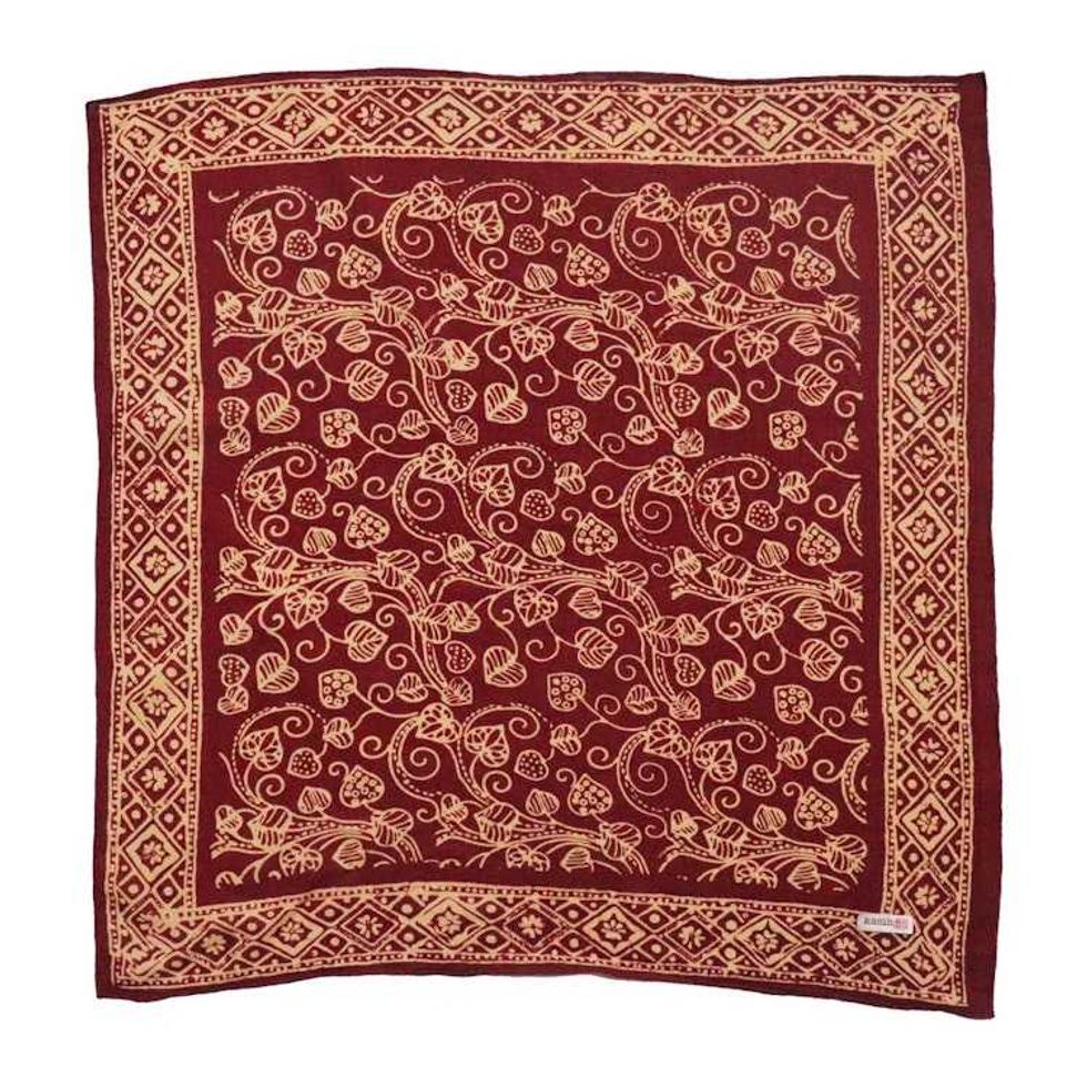 Hand Dyed Batik Bandana, 100% Soft Cotton, Charmed Canopy, Red