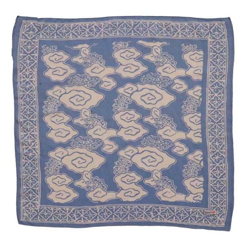 Hand Dyed Batik Bandana, 100% Soft Cotton, Pewter Sky, Grey