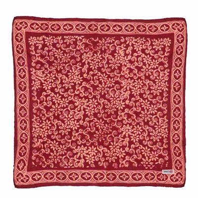 Alternate image for Hand Dyed Batik Bandana, 100% Soft Cotton, Red Loop Pattern, Burgundy
