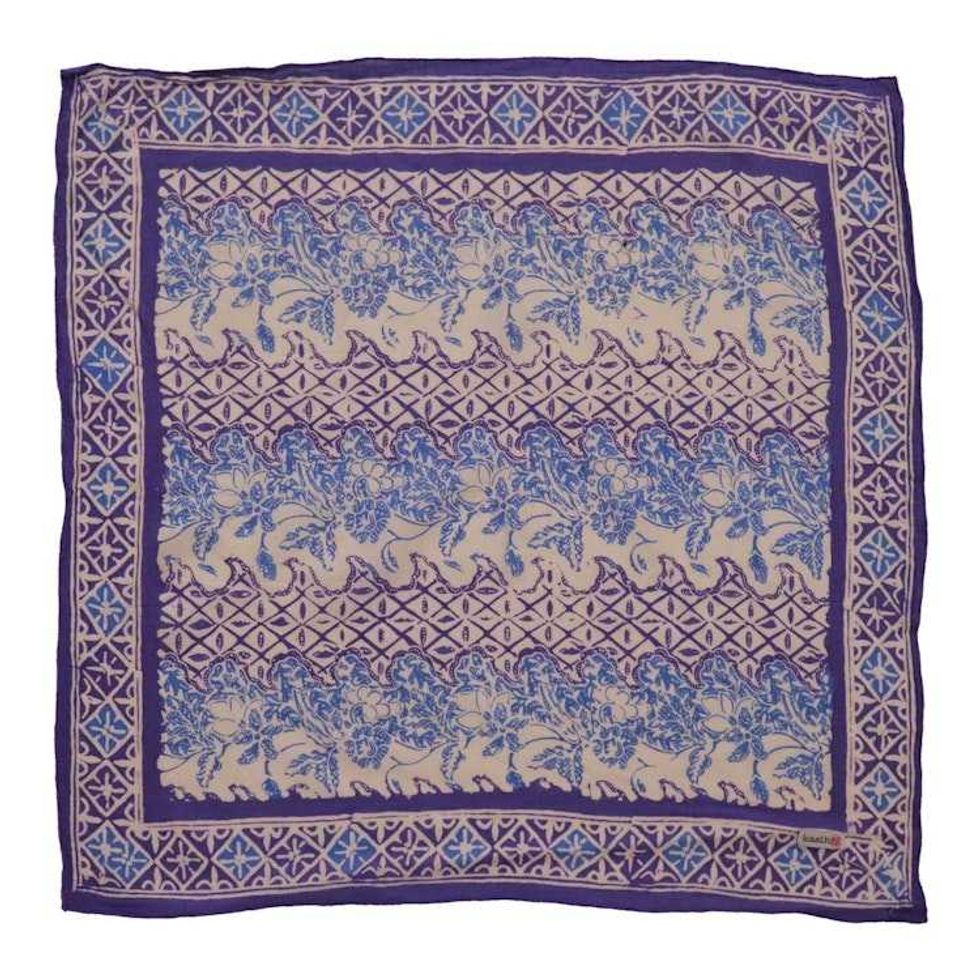 Batik Bandana, Soft Lightweight Cotton, Vines in Navy Blue