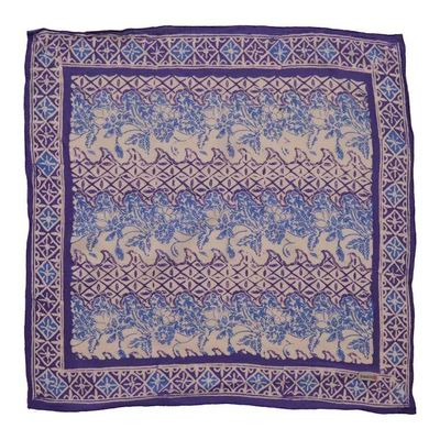 Alternate image for Batik Bandana, Soft Lightweight Cotton, Vines in Navy Blue