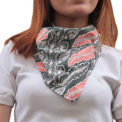 Alternate image for Batik Bandana Gray Feather Summer Night, 100% Cotton, Hand Dyed Hair Cover Scarf