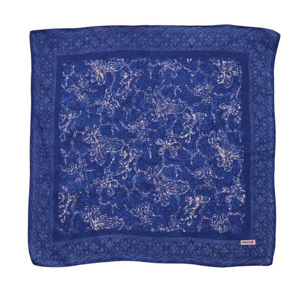 Image for Batik Bandana Blue Butterfly, 100% Cotton, Hand Dyed Hair Cover Scarf