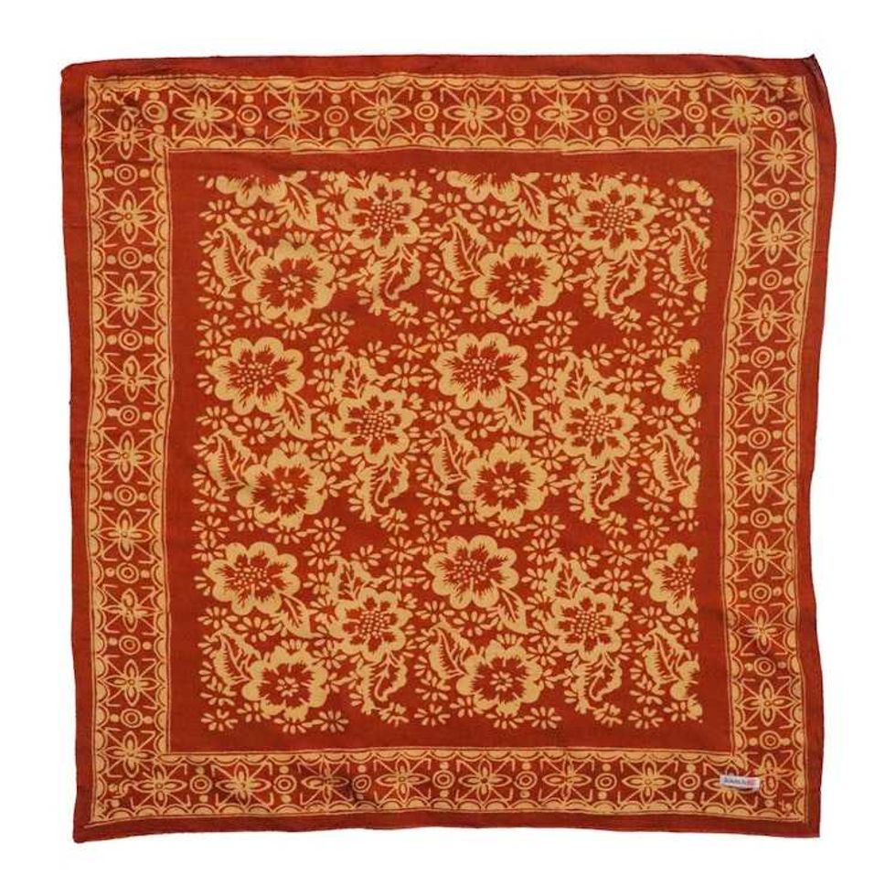 Batik Bandana Lightweight 100% cotton, red brown auburn burnt orange, Fall Autumn