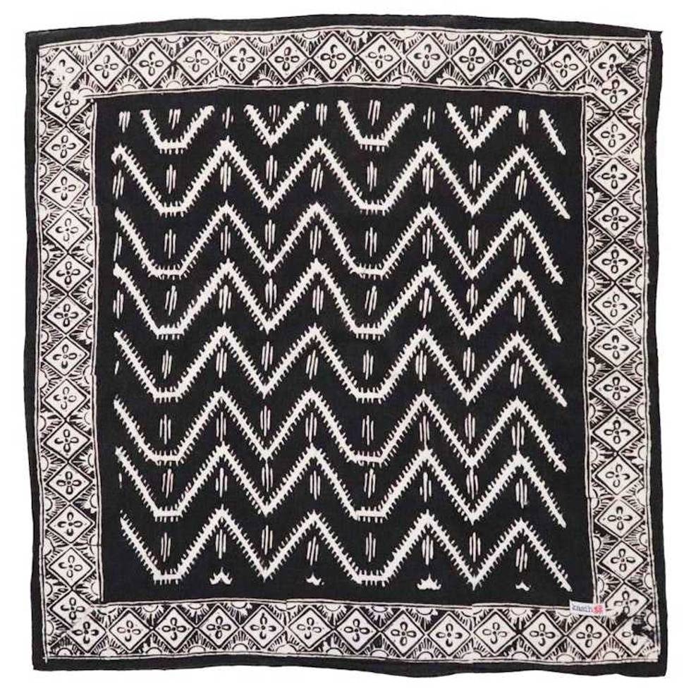 Black Batik Bandana - Soft Lightweight Cotton, For Men, Midnight ZigZag