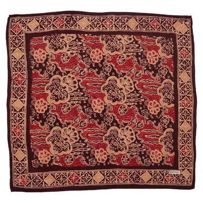 Alternate image for Hand Dyed Batik Bandana, 100% Soft Cotton, Sunlit Garden, Red Burgundy