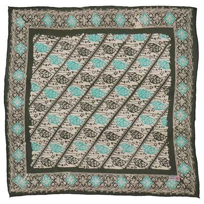 Alternate image for Batik Bandana, Soft Lightweight Cotton, Leaf Lovers, Hand Dyed, Lime Cream