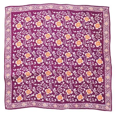 Alternate image for Large 39, Hand Dyed Batik Bandana,Plumeria, Pink Lilac, Oversized, XL Scarf
