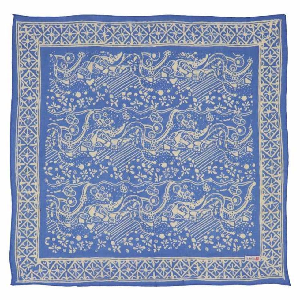 Hand Dyed Batik Bandana, 100% Soft Cotton, Tidal Flow, Blue