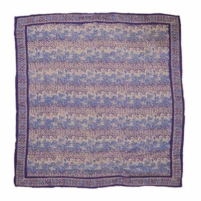 Alternate image for Large 39 Hand Dyed Batik Bandana, Soft Lightweight Cotton, Vines in Navy Blue