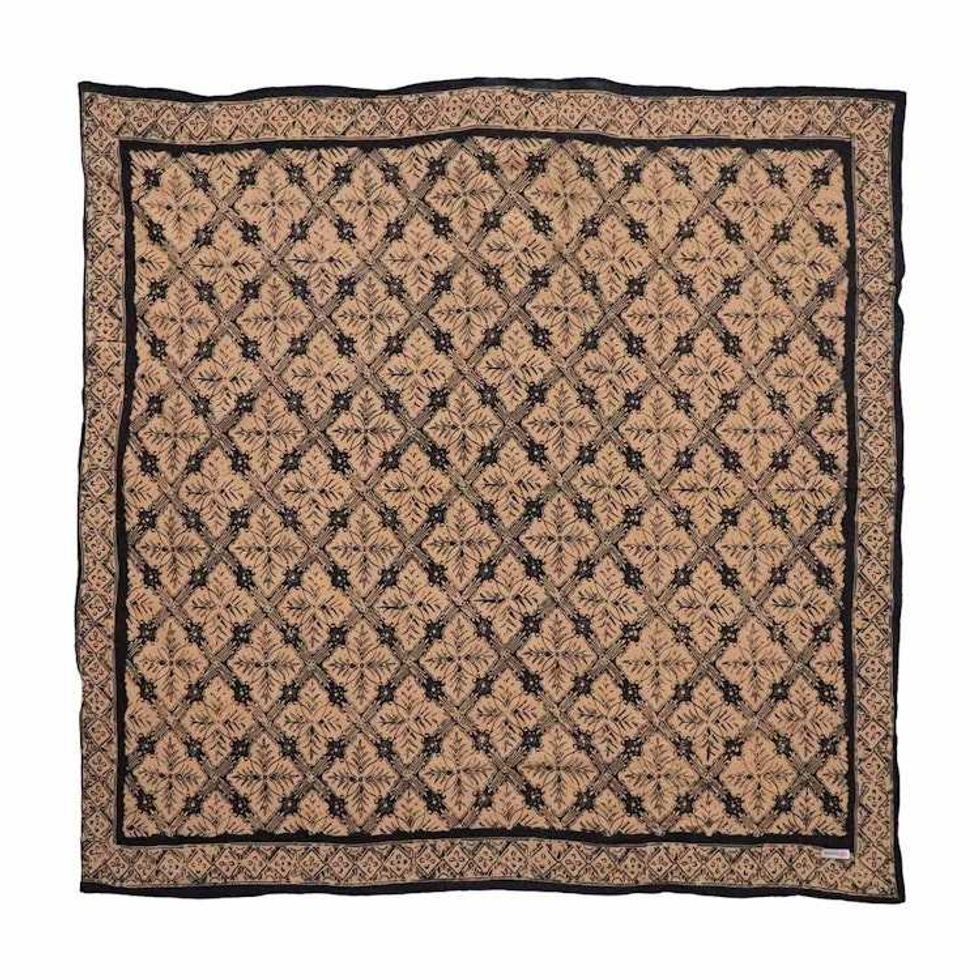 Large 39", Hand Dyed Batik Bandana, Harvest, Brown Black, Oversized, XL