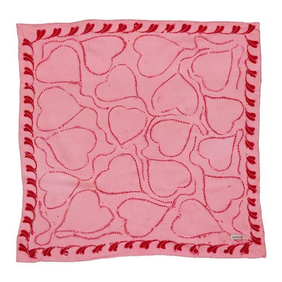 Full Hand Drawn Batik Tulis Bandana Authentic, 100% Soft Cotton, Pink Heart, Mother's Day Gift