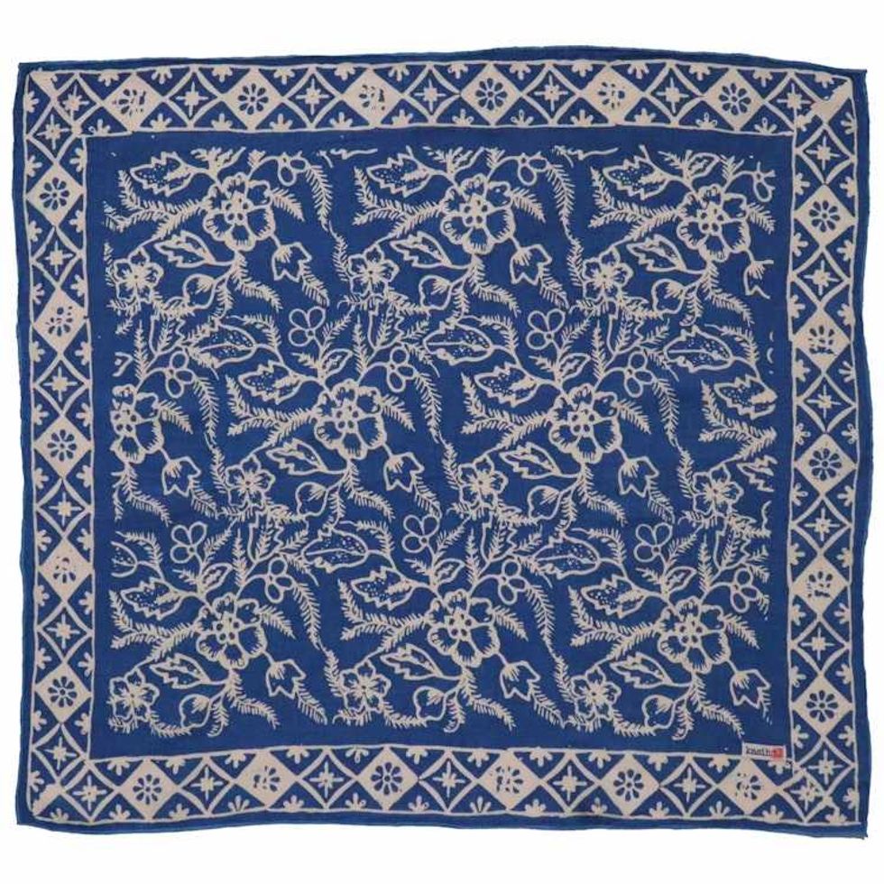 Hand Dyed Batik Bandana, 100% Soft Cotton, Seafoam Bloom, Blue, Teal, Aquamarine