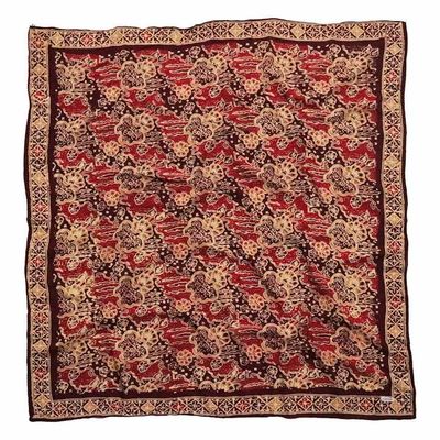 Alternate image for Large 39 Hand Dyed Batik Bandana, 100% Soft Cotton, Sunlit Garden, Red Burgundy