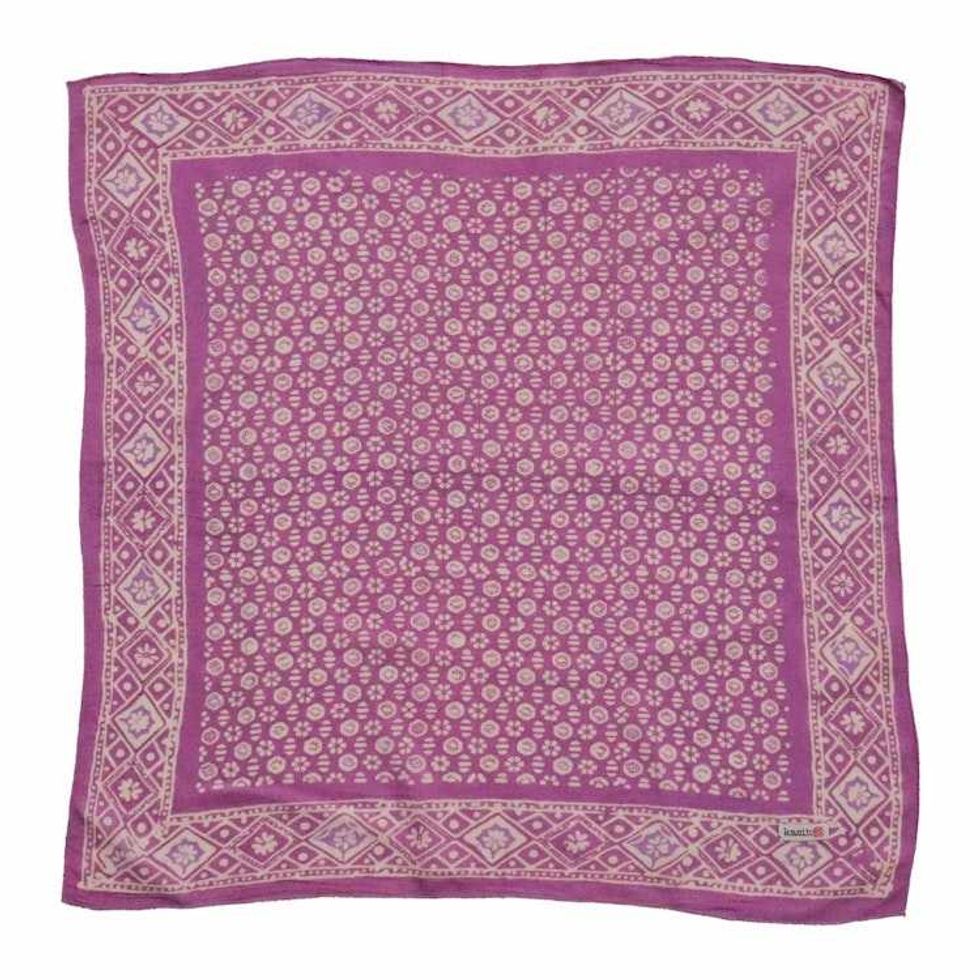 Hand Dyed Batik Bandana, 100% Soft Cotton, Timeless Trace, Purple Flower, Lilac, Lavender, Pink