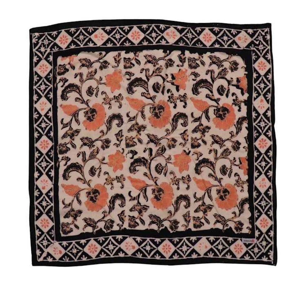 Hand Dyed Batik Bandana, 100% Soft Cotton, Citrus Noir, Peach Orange Black