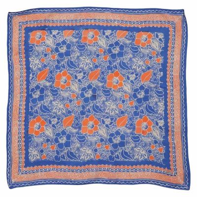Alternate image for Hand Dyed Batik Bandana, 100% Soft Cotton, Sunset Sky, Blue, Orange