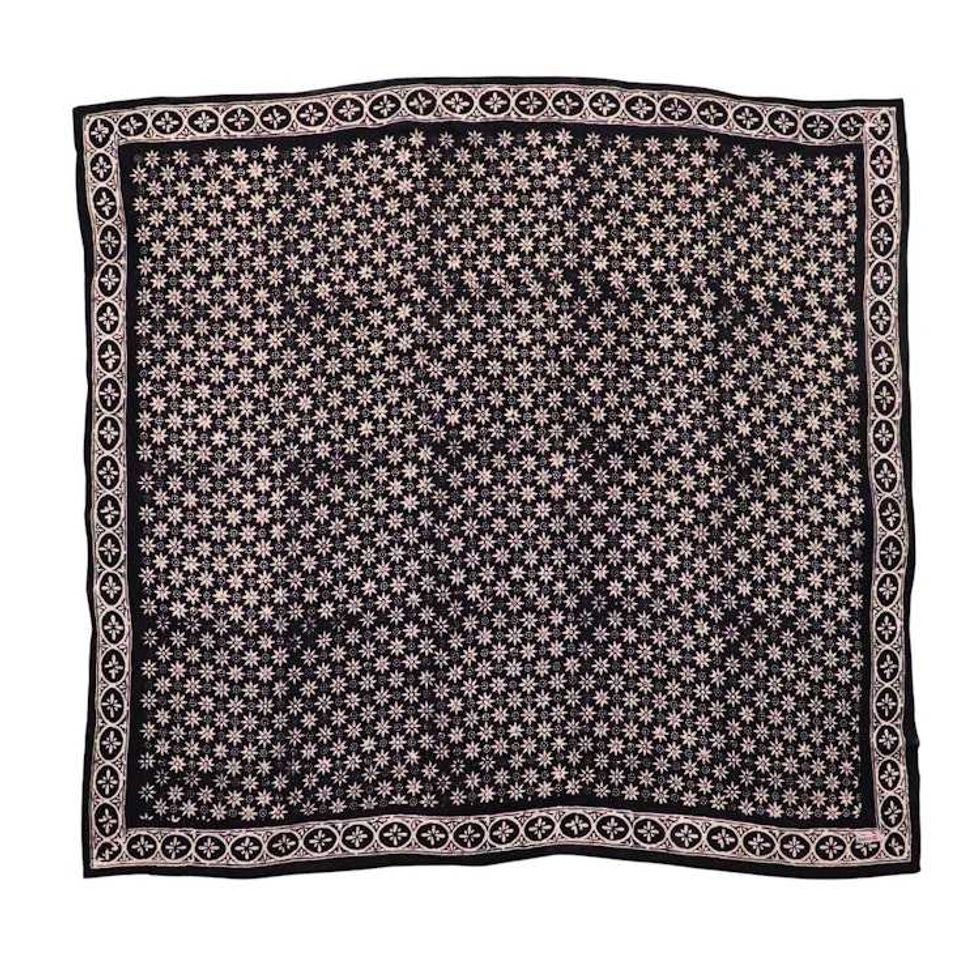 Large 39" Hand Dyed Batik Bandana, 100% Soft Cotton, Black Mirage