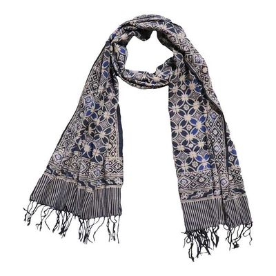 Alternate image for Handmade Batik Scarf - soft Cotton - Charcoal Grey