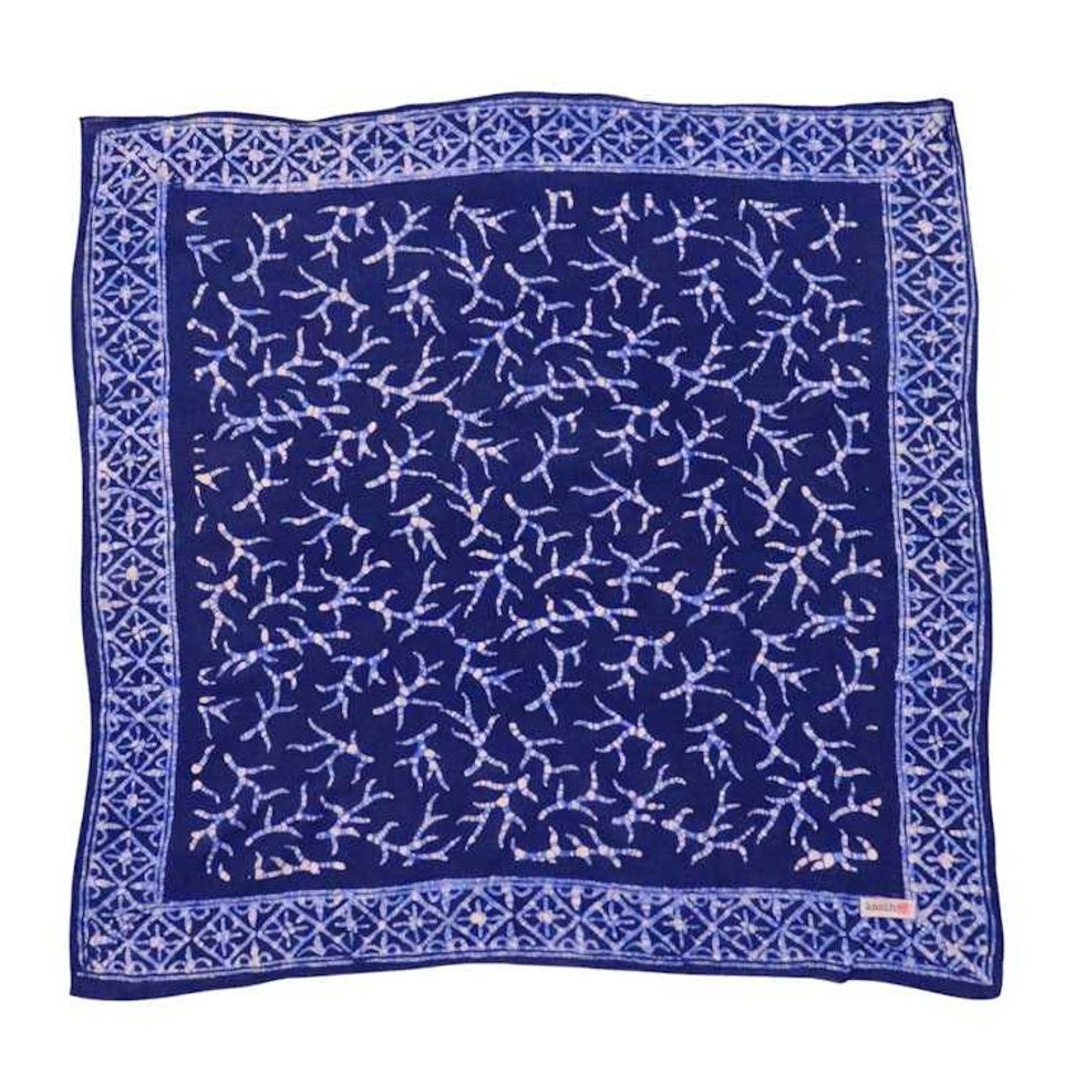 Hand Dyed Batik Bandana, 100% Soft Cotton, Mark, Navy Blue