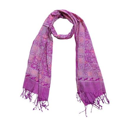 Alternate image for Handmade Batik Scarf - soft Cotton - Lavender Love