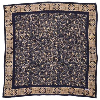 Alternate image for Hand Dyed Batik Bandana, 100% Soft Cotton, Starry Night, Navy Blue, Cream, Yellow