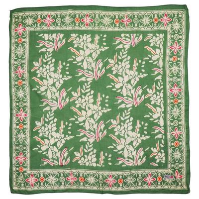 Alternate image for Hand Dyed Batik Bandana, 100% Soft Cotton, Green Garland, Pink