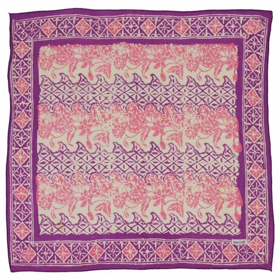 Hand Dyed Batik Bandana, 100% Soft Cotton, Vines in Purple Pink, Magenta, Hot Pink