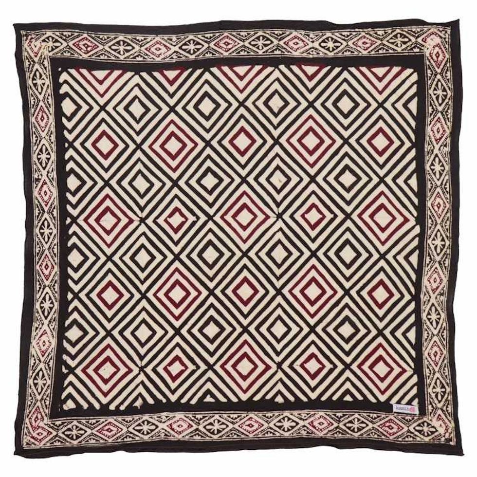 Hand Dyed Batik Bandana, 100% Soft Cotton, Ace of Diamond, Black, Red