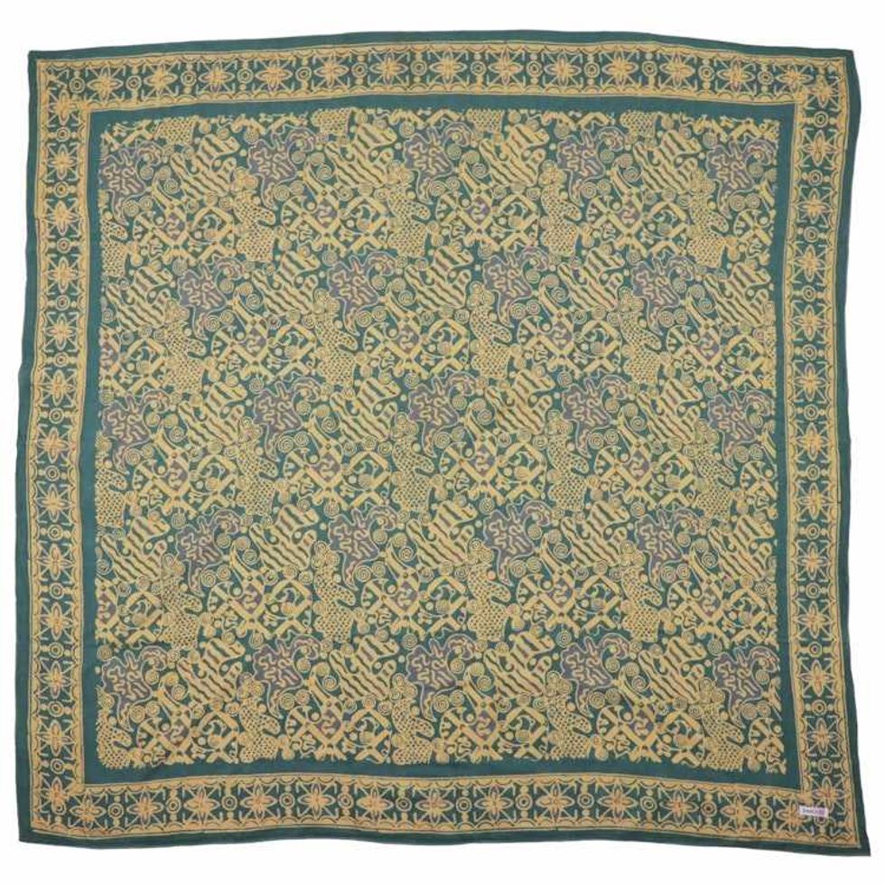 Large 39" Hand Dyed Batik Bandana, 100% Soft Cotton, Abstract Flowers