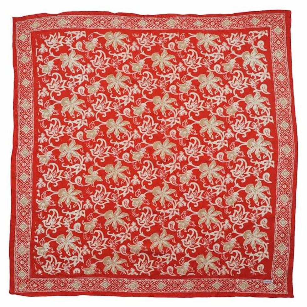 Large 39" Hand Dyed Batik Bandana, 100% Soft Cotton, Fiery Flora