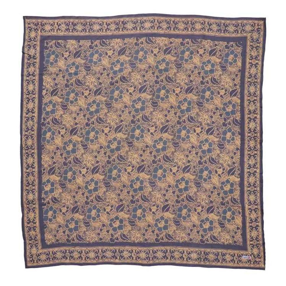 Large 39" Hand Dyed Batik Bandana, 100% Soft Cotton, Spotted Flowers