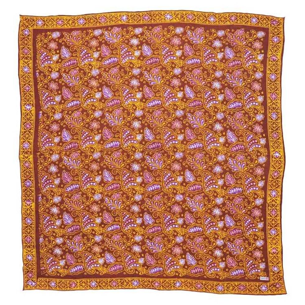 Large 39" Hand Dyed Batik Bandana, 100% Soft Cotton, Dusky fern