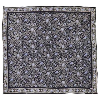 Alternate image for Large 39 Wild Rag Batik Bandana Blue Navy Foliage, 100% Soft Cotton, Hand Dyed Hair Cover Scarf