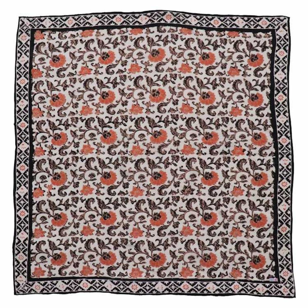 Large 39" Hand Dyed Batik Bandana, 100% Soft Cotton, Citrus Noir